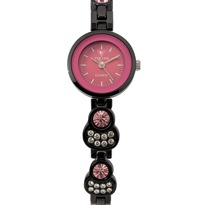 Elegant Purple Dial Crystal Studded Ladies Bracelet Watch - TIME ONE - MF Collections