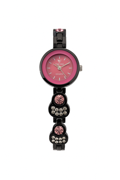 Elegant Purple Dial Crystal Studded Ladies Bracelet Watch - TIME ONE - MF Collections