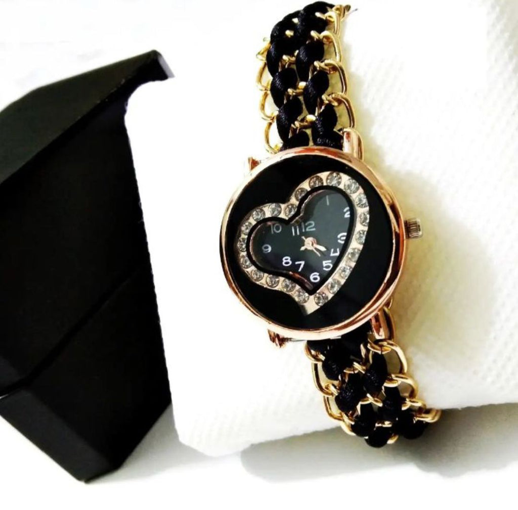 Girl Watch, Heart Shape Bracelet Watch For Girls | New Arrival Heart Shape Dial Watch For Girls, Female Ladies Watch,Black, Red, Brown, Blue, Purple, Pink