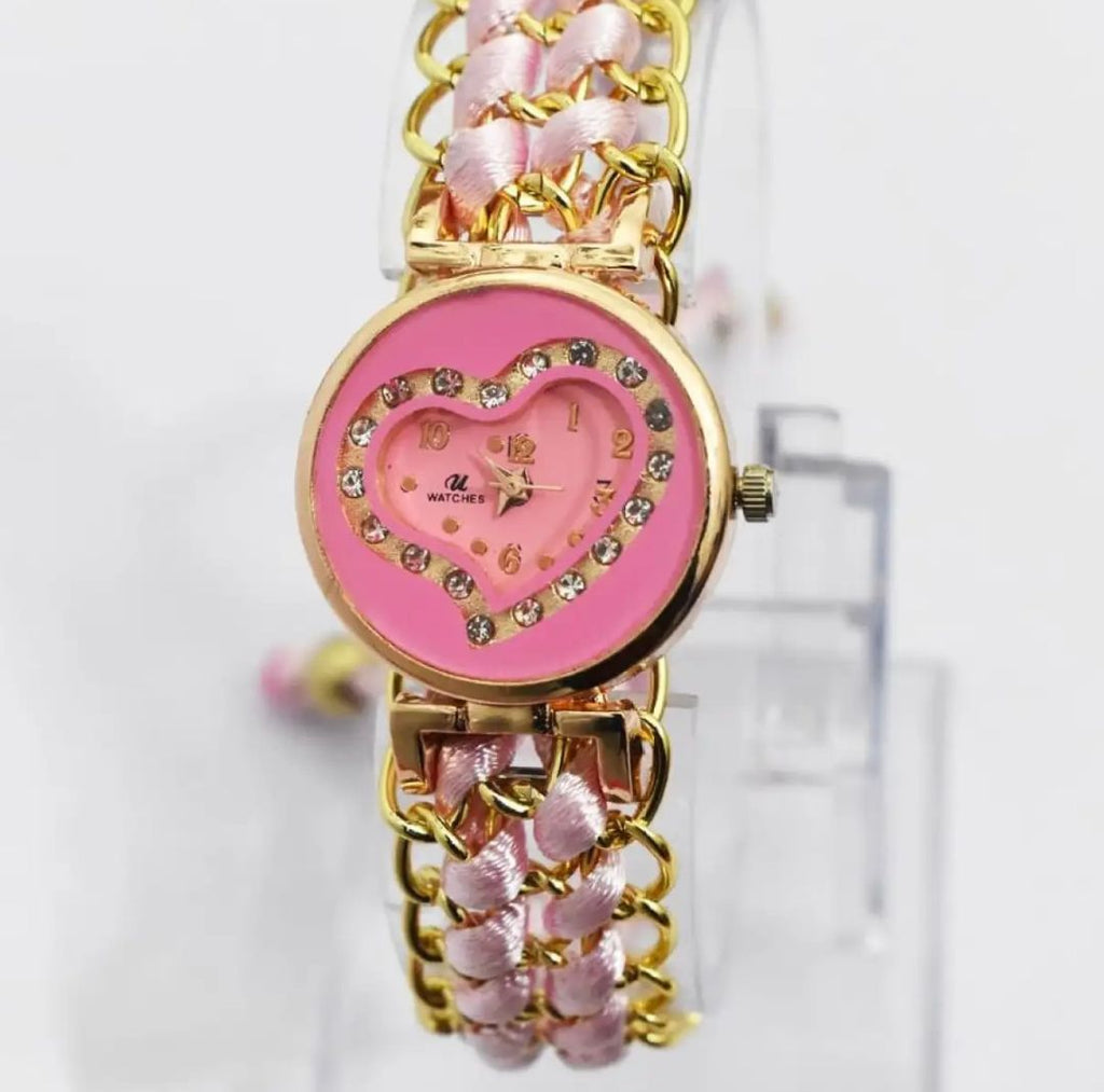 Girl Watch, Heart Shape Bracelet Watch For Girls | New Arrival Heart Shape Dial Watch For Girls, Female Ladies Watch,Black, Red, Brown, Blue, Purple, Pink