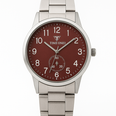 Classic Silver Bracelet Watch with Brown Dial & Small Seconds – MF collections