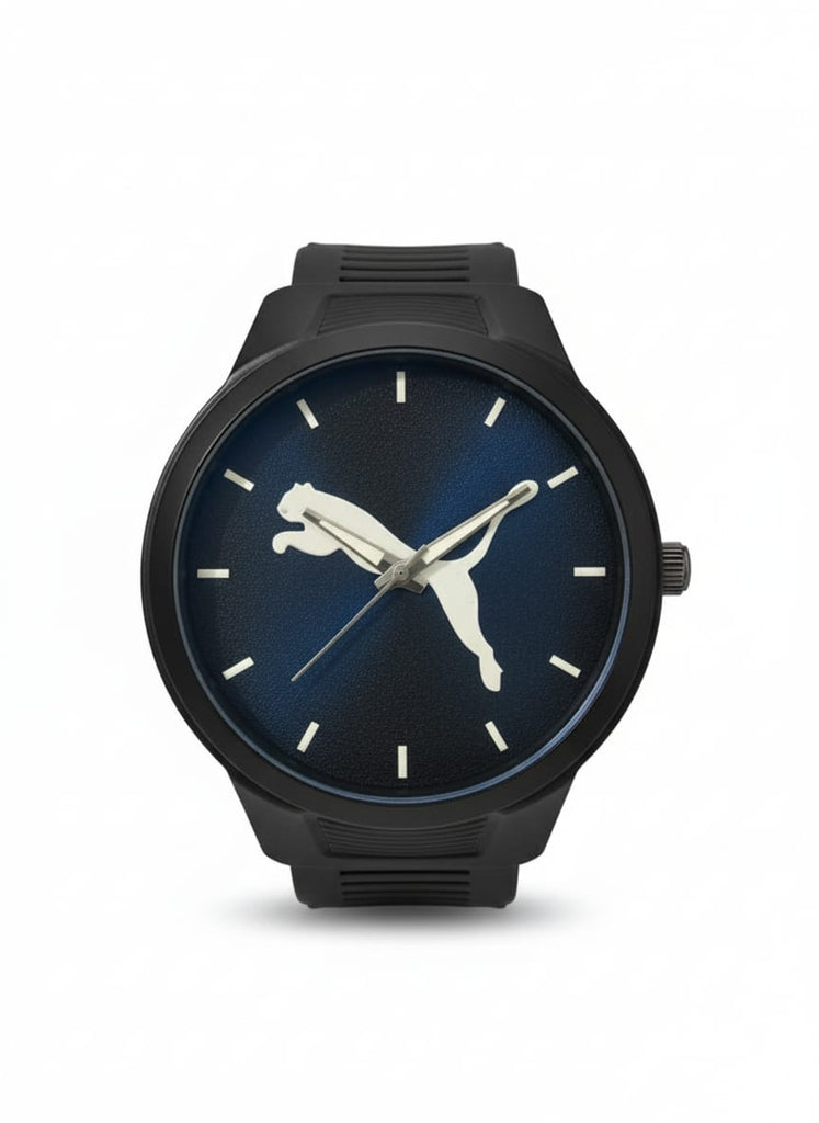 PUMA Black Silicone Strap Blue Dial Sport Watch – MF collections