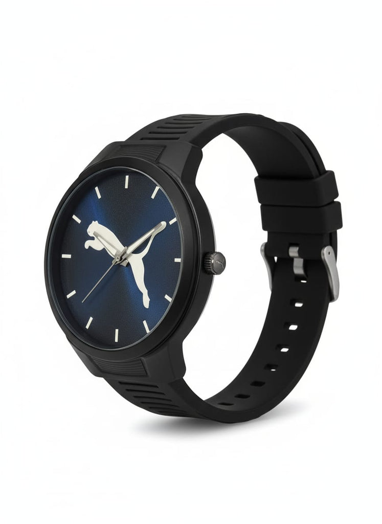 PUMA Black Silicone Strap Blue Dial Sport Watch – MF collections