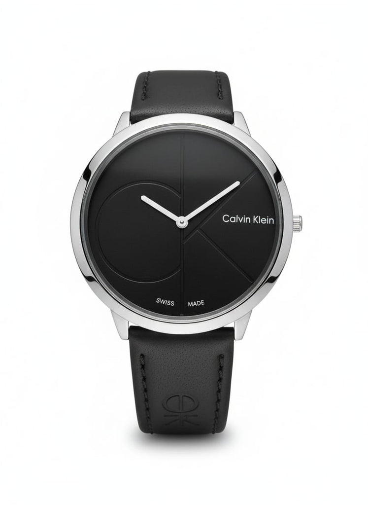 Calvin Klein Minimalist Black Dial Leather Strap Watch – MF collections