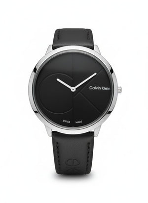 Calvin Klein Minimalist Black Dial Leather Strap Watch – MF collections