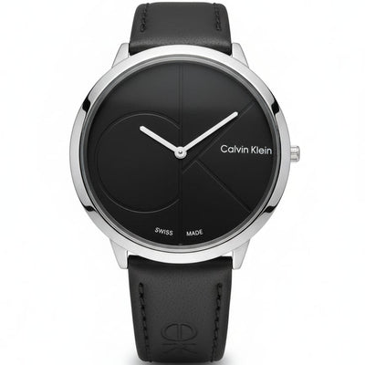 Calvin Klein Minimalist Black Dial Leather Strap Watch – MF collections
