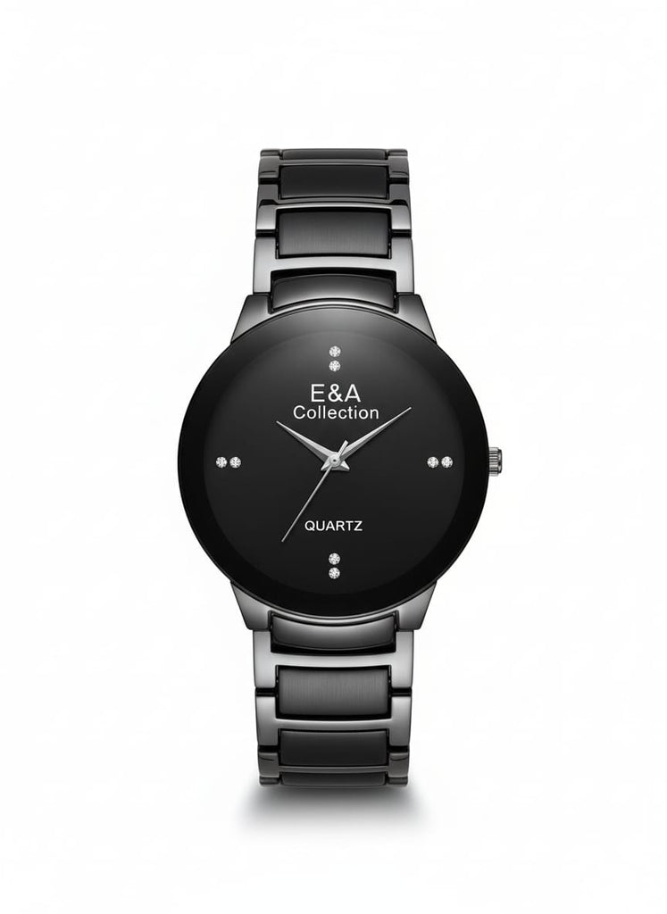 E&A Black Dial Stone Marker Gents Metal Watch – MF collections