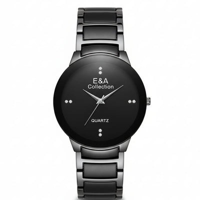 E&A Black Dial Stone Marker Gents Metal Watch – MF collections