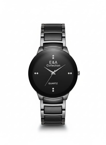 E&A Black Dial Stone Marker Gents Metal Watch – MF collections