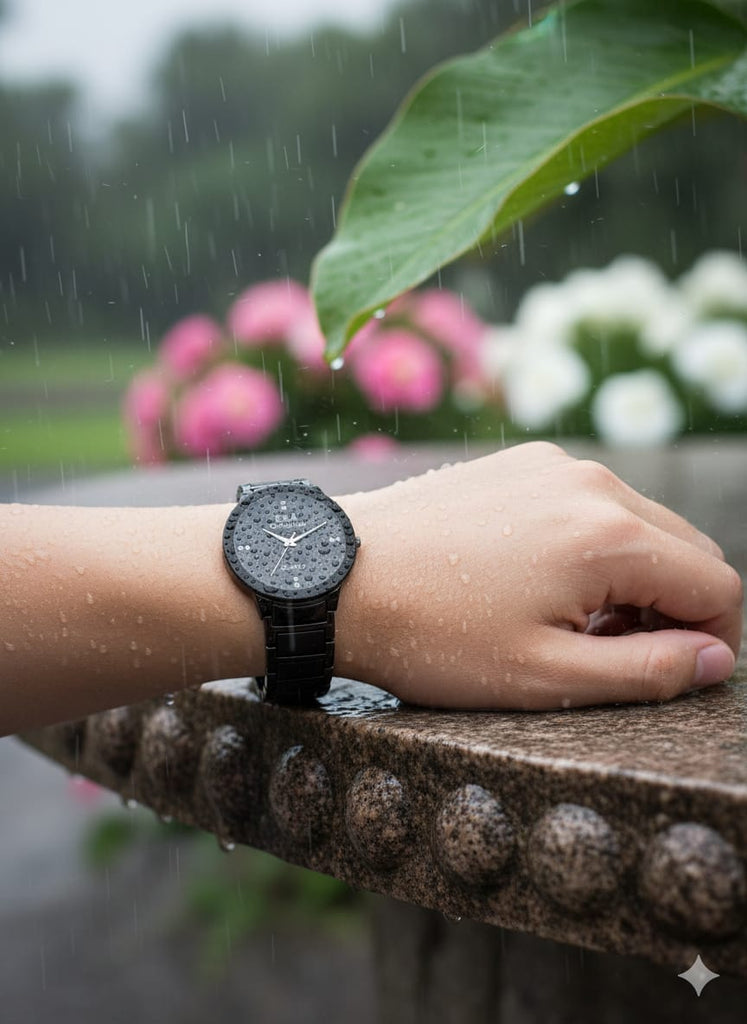 E&A Black Dial Stone Marker Gents Metal Watch – MF collections