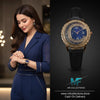 Stylish Rose Gold Finish & Black Leather Strap Ladies Quartz Watch - VITZ - MF Collections