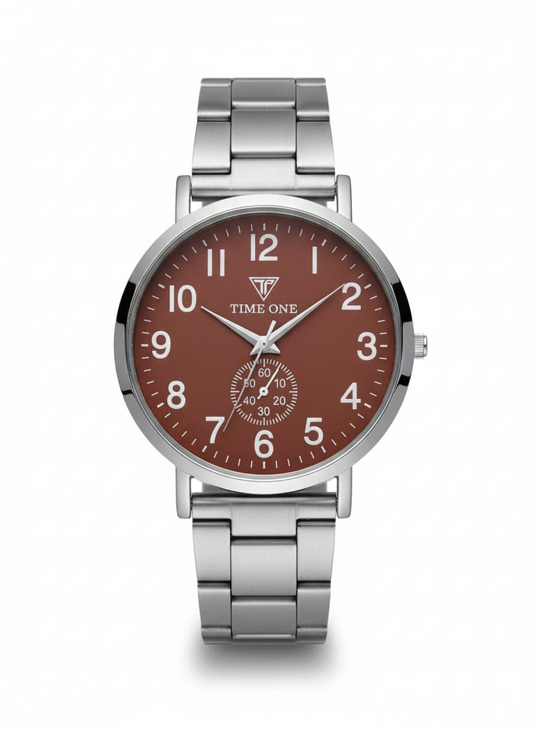 Classic Silver Bracelet Watch with Brown Dial & Small Seconds – MF collections